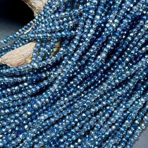 Beautiful Crystal glass bead. Faceted 3mm round shape bead. Gorgeous translucent blue gray color beads, high quality! Full strand 15.5"