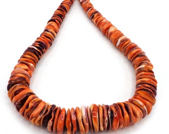 NATURAL Spiny Oyster Shell, Graduated gorgeous orange color. Full Strand 16” Great for JEWELRY making! Not Treated in anyway! AAA Quality!