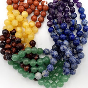 Natural Chakra stone bead . 4mm 6mm 8mm 10mm 12mm round bead natural  Lapis. Sodalite TigersEye Yellow Jade red Jasper multi color gemstone