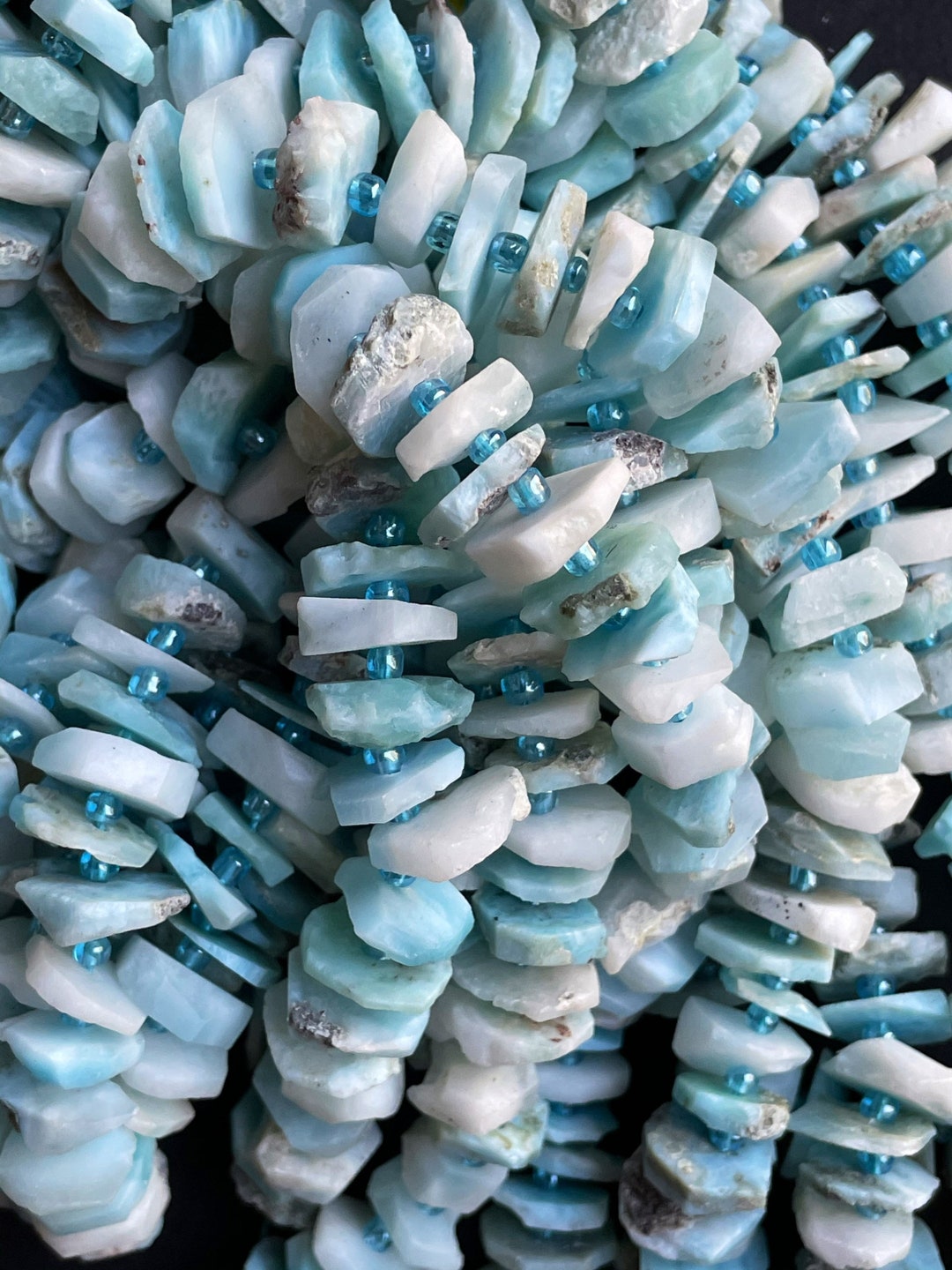 Natural Larimar Stone Bead. Pinwheel Shape. Beautiful Natural Sea Blue