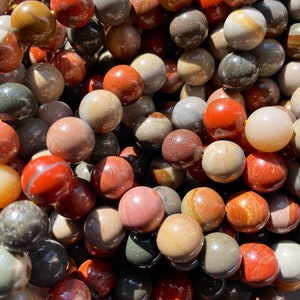 Natural ocean jasper stone bead. . 6mm 8mm 10mm round bead . Beautiful natural brown red yellow green ocean jasper bead . Great  quality15.5