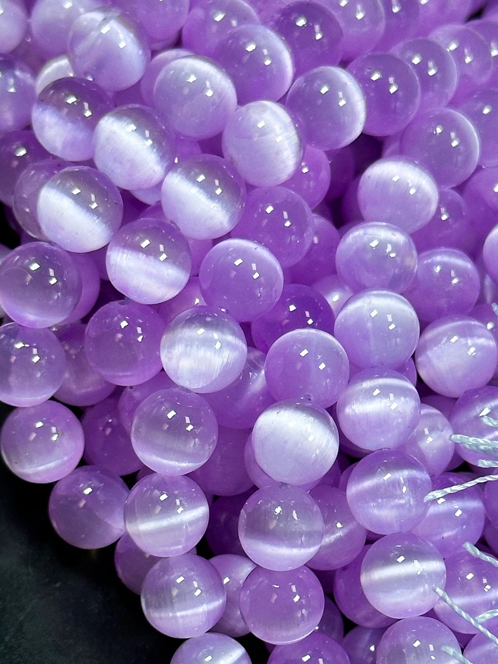 AAA Natural Selenite Gemstone Bead, 8mm 10mm Round Bead, Beautiful Purple Color Loose Selenite Gemstone Beads, Full Strand 15.5"