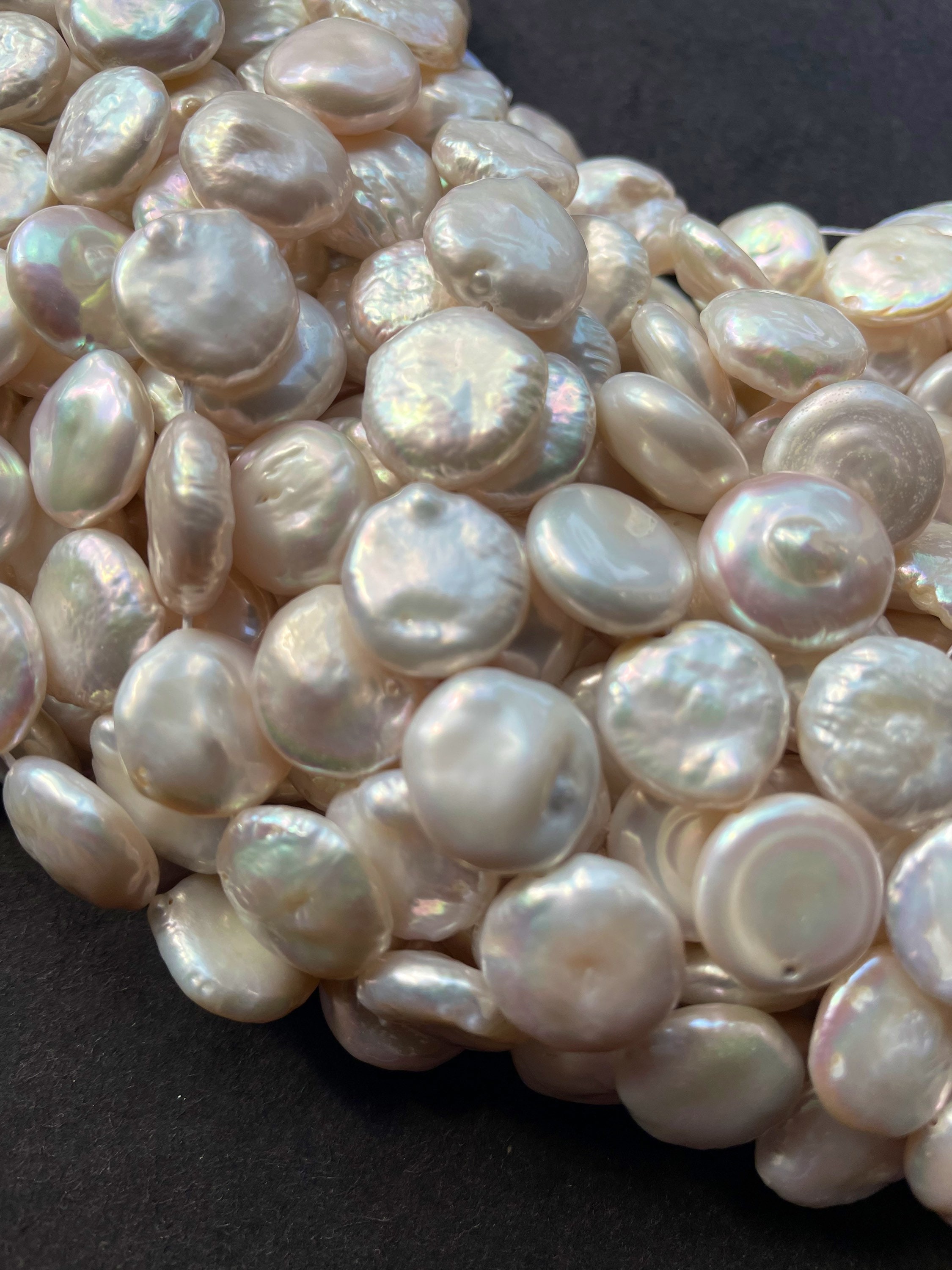 8-9mm Water Freshwater Cultured Pearl Flat Gemstone Loose Beads 13" 8-9mm Water Freshwater Cultured Pearl Flat Gemstone Loose Beads 13"