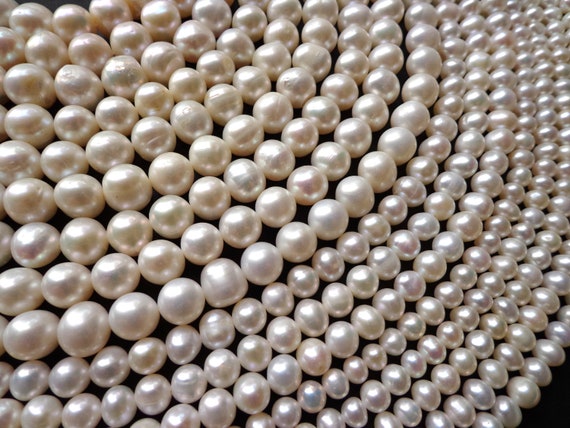 Natural Freshwater White Pearl Potato Beads 14'' 4mm 6mm 8mm 9mm 10mm 11mm 12mm 