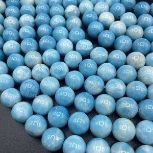 AAA Natürliche Larimar Quarz Steinperle. 6 mm 8 mm 10 mm 12 mm runde Perle. Wunderschöner hellblauer Larimar Farben Edelstein. Gesamte Stranglänge 40 cm