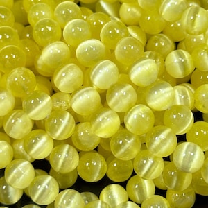 AAA Natural Selenite Gemstone Bead, 8mm 10mm Round Bead, Beautiful Yellow Color Loose Selenite Gemstone Beads, Full Strand 15.5"