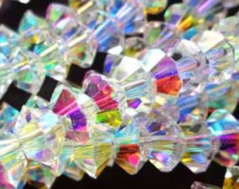 AAA High Quality Iridescent Crystal Beads, 8x5mm, Bicone Shape Beads, Beautiful Clear Rainbow Beads, Great Quality Beads, Half length 9"