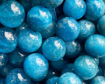 AAA Natural apatite stone bead. 6mm 8mm10mm smooth round bead . Beautiful natural blue color gemstone Great quality apattite bead 15.5”