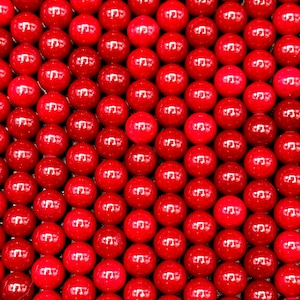 Natural Red Jade Gemstone Bead Smooth 6mm 8mm 10mm Round Beads, Gorgeous Deep Red Color Jade Gemstone Beads Full Strand 15.5&quot;