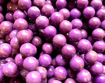 AAA Natural phosphosiderite . 6mm 8mm 9mm 10mm round bead . Gorgeous natural purple color phosphosiderite gemstone bead.15.5” strand
