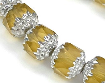 8mm Cathedral Beads, Yellow w/Silver Finish, 15 Beads