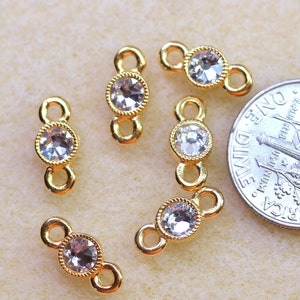 Crystal Brilliance Link with Crystals, Double Sided,  Gold Plated, 6 Pieces