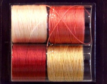 S-LON, " Berry Pie", Bead Cord, 4 Color Mix, Kumihimo Cording, 5 mm,3 Ply Twisted Bonded Multifilament Nylon Cord, 77 Yards Each Spool,