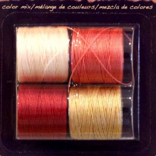 S-LON, " Berry Pie", Bead Cord, 4 Color Mix, Kumihimo Cording, 5 mm,3 Ply Twisted Bonded Multifilament Nylon Cord, 77 Yards Each Spool,