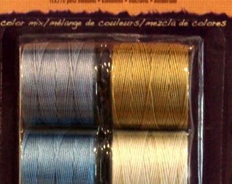 S-LON, " CHINO", Bead Cord, 4 Color Mix, Kumihimo Cording, 5 mm,3 Ply Twisted Bonded Multifilament Nylon Cord, 77 Yards Each Spool,