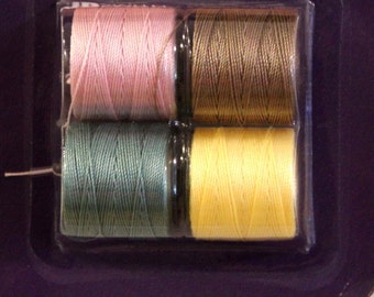 Cord, S-LON, "Sorbet", Bead Cord, 4 Color Mix, Kumihimo Cording, Extra Heavy #18 Twisted Nylon Cord, 77 Feet EACH Color