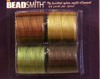 Cord, S-LON, "HERB", Bead Cord, Kumihimo Cord, 4 Color Mix ," Extra Heavy #18 Twisted Nylon Cord, Jewelry Making, 77 Yards Each Color,