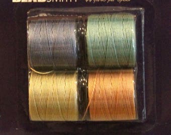 S-LON, "LIGHT", Bead Cord, 4 Color Mix, Kumihimo Cording, Extra Heavy #18 Twisted Nylon Cord, 77 Yards Each Spool, 308 Total Yardage