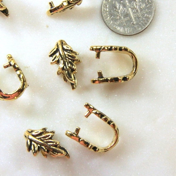 TierraCast Botanical Pinch Bail, Large Pinch Bail, Botanical Collection, Jewelry Findings, Antiqued Gold Plate Finish