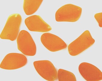 Desert Gold 2 Hole Free Form Flat Connector Pendant Bead Yellow wFrosted Matte Sea Glass Finish 6 Pieces Size 13-20x24-26mm
