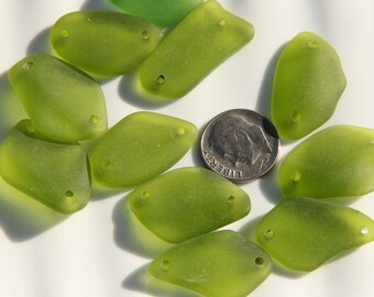 Desert Gold 2 Hole Free Form Flat Connector Pendant Bead Yellow wFrosted Matte Sea Glass Finish 6 Pieces Size 13-20x24-26mm