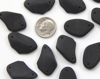 Desert Gold 2 Hole Free Form Flat Connector Pendant Bead Yellow wFrosted Matte Sea Glass Finish 6 Pieces Size 13-20x24-26mm