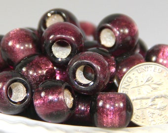 Rondelle Beads, 12mm Beads w/5mm Hole, Purple, Amethyst w/Silver Lining Rondelle Beads, Roller Beads, Czech Glass Beads