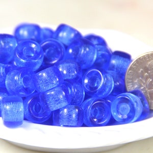 Crow, Pony Beads, 9mm w/3.5mm Hole, Transparent Light Sapphire Blue,  Beads, Roller Beads, Czech, Large Hole Beads, Accent Beads, 2