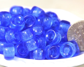 Crow, Pony Beads, 9mm w/3.5mm Hole, Transparent Light Sapphire Blue,  Beads, Roller Beads, Czech, Large Hole Beads, Accent Beads, 2