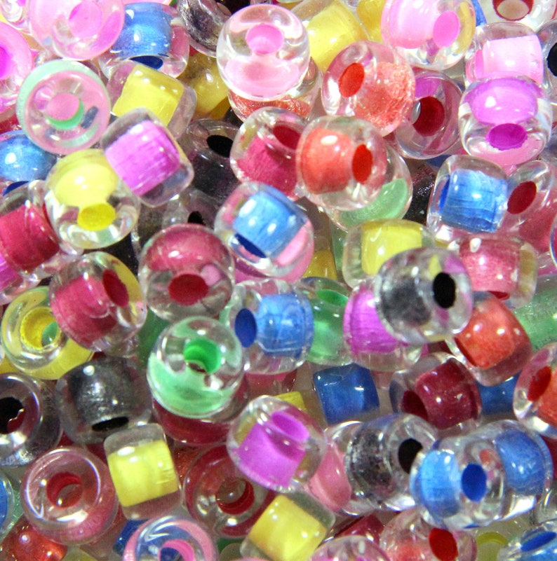 Pony Beads, 9mm w/ 3.5mm Hole, Crystal w/ Muti Color Lining, Rondelle Beads, Roller Beads, Czech Glass Beads, Accent Beads, 20 Pieces, D 6 image 3