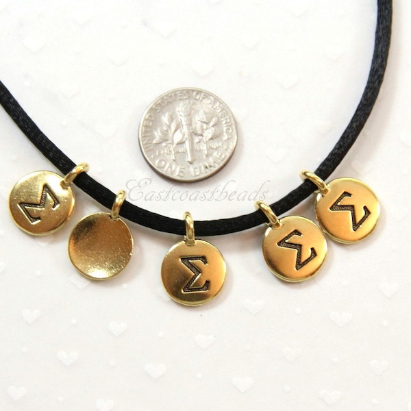 TierraCast Greek Letter Charms, SIGMA Charms, Sigma Drops, Jewelry Findings, Antique Gold Plated Lead Free Pewter