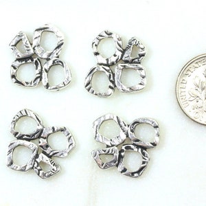 TierraCast 4 Ring Intermix Connector Link, Double Sided, Fine Silver Plated Lead Free Pewter, 4 Pieces