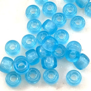 Pony Beads, 6mm w/2mm Hole, Aqua Blue w/Gloss Finish, Czech Glass Beads, Large Hole Beads, Accent Beads, 121 image 10