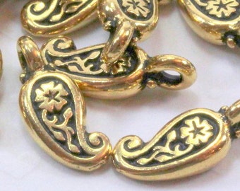 TierraCast Paisley Mini Charms, Tiny Charms, Gold Charms, Charms, Drops, Antiqued Gold Plated Lead Free Pewter