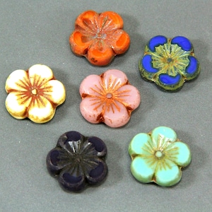 Large Hibiscus Flower Beads, Focal Bead, 6 Different Colors, Czech Table Cut Glass Beads, 21mm.