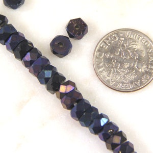 Faceted Fire Polished Rondelle Beads, 6x3mm, Blue Iris, 50 Pieces