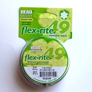 Flex-rite Beading Wire, 49, CLEAR, .018