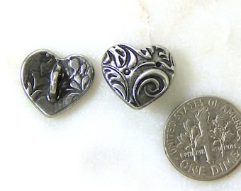 Amor Heart Metal Buttons, Dulce Vida Collection, TierraCast, Metal Shank Buttons, Antiqued Pewter