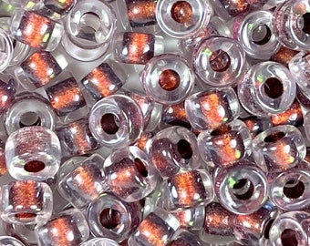 Miyuki, Copper Plum Color Lined Crystal Pony Beads, 9mm, w/3.5mm Hole, Roller Beads, Large Hole Beads, Accent Beads, 152