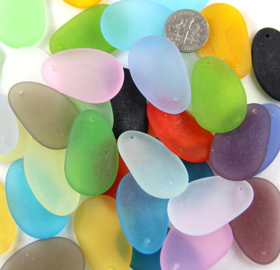6mm Green Peridot Frosted Round Glass Beads - Matte Seaglass Finish - 33 Pieces