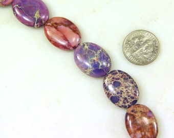 Fancy Purple Agate Oval Gemstone Beads,  20x15mm, 9 Pieces