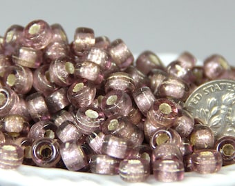 Pony Beads, 6mm w/2mm Hole, Light Amethyst w/Silver Lining/Gloss Finish, Czech Glass Beads, Large Hole Beads, Accent Beads, 50 Pieces, 145