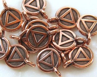 TierraCast Sobriety Circle and Triangle Symbol, Alcoholics Anonymous Recovery Symbol, Antiqued Copper