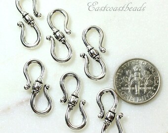 TierraCast Clasps, Classic S Hook Clasps,  Leather Findings, Clasps, Antiqued Silver Plated Lead Free Pewter