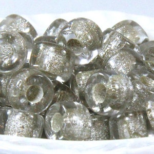 Pony Beads, 9mm w/3.5 Hole, Crystal White w/Silver Lining, Roller Beads, Czech Glass Beads, Large Hole Beads, Accent Beads, 53 image 1