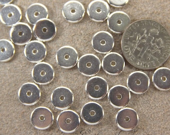 TierraCast Heishi Disk Coin Beads, 8 mm, Spacer Beads, Accent Beads, 8mm, Fine Silver Plated Lead Free Pewter