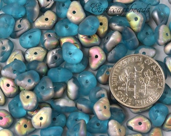 Chip Beads, 6mm, Blue, Aqua Vitrail w/Frosted AB Finish, Nugget Beads, Bead Chips, 5x7 mm, Accent Beads, Spacer Beads, 60 Pieces