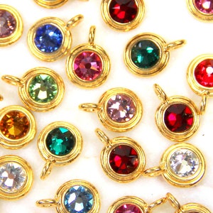 TierraCast Birthstone Charms, Swarovski Crystal Charms, Tierracast Faceted Birthstone Charms, Gold Plated Round Birthstone Charms