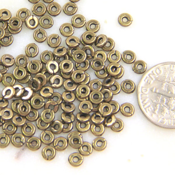 TierraCast Heishi Kenyan Disk Beads, 4 mm Spacer Beads, Accent Beads, 4mm Coin Beads, Antiqued Brass