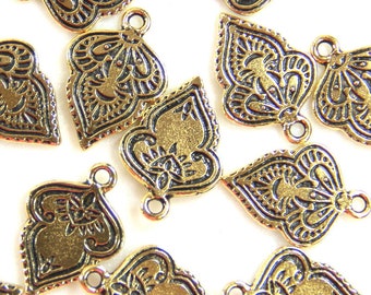 TierraCast Medndi Charms, From The Caravan Collection, Double Sided Charms, Antique Gold Plated Lead Free Pewter,  4 Pieces